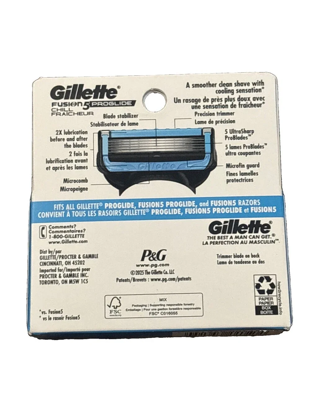 Gillette Fusion5 Proglide  Chill Fraicheur 4 Cartridges NEW SEALED